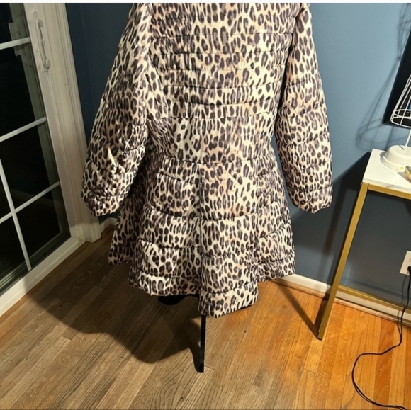❄️❄️ Venus Peplum Leopard Puffer Coat Fit And Flare 2x W/Pockets Faux Fur - Picture 7 of 13